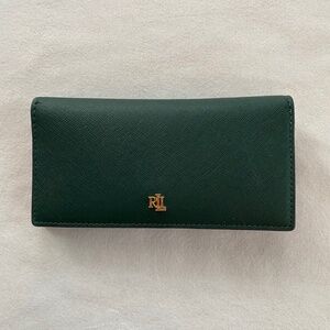 Lauren Ralph Lauren Crosshatch Leather Slim Snapped-Closure Wallet